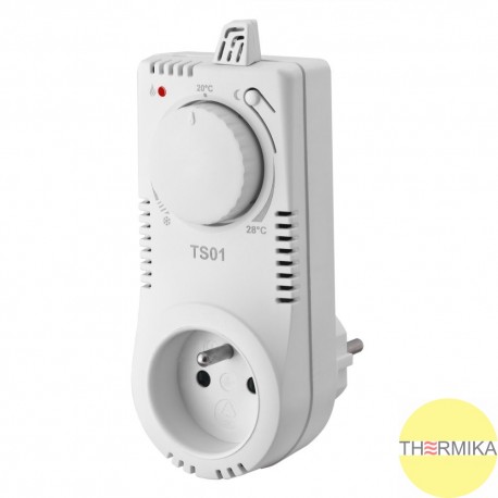 Gniazdkowy termostat TS01 z pokrętłem